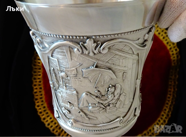 Величествен калаен бокал,чаша от калай 600 мл.,WMF. , снимка 12 - Антикварни и старинни предмети - 51446715