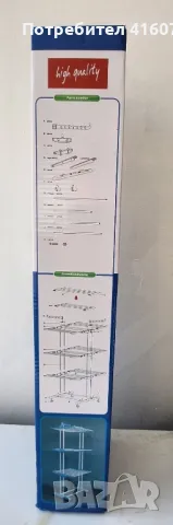 Вертикален сушилник за дрехи, пране на 3 нива с колелца и място за закачалки, снимка 3 - Сушилници - 47769929