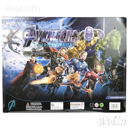Комплект фигурки, Отмъстителите, Дърво, Тор, Танос, Железния Човек, с оръжия, снимка 2 - Фигурки - 38093306
