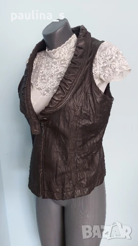 Три различни броя / Марков елек от естествена кожа, един рокерски , снимка 4 - Елеци - 51314004