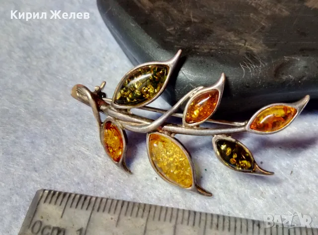 ПРЕКРАСНА ФЛОРАЛНА КЕХЛИБАРЕНА СРЕБЪРНА БРОШКА СРЕБРО 925 с 100% НАТУРАЛЕН БАЛТИЙСКИ КЕХЛИБАР 48245, снимка 6 - Други - 48480756