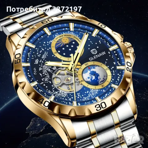2024,GLENAW Луксозен мъжки автоматичен часовник,неръжд.стомана,водоустойчив, снимка 4 - Мъжки - 48058509