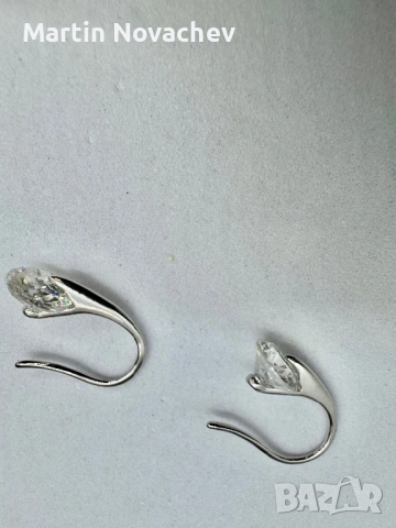 Сребърни обеци с мойсанит (Диамант) 1 карат, снимка 6 - Обеци - 53330907