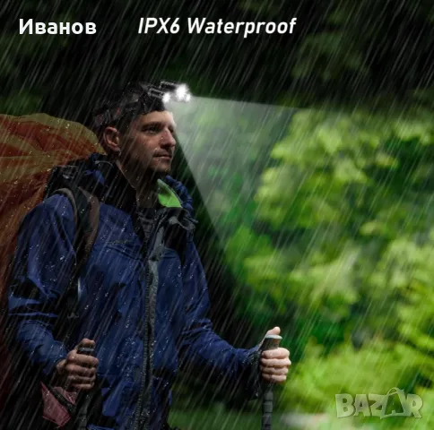 LED акумулаторен челник Blukar, супер ярък 8000 лумена с 5 режима и червена светлина, IPX6, снимка 5 - Къмпинг осветление - 49340809