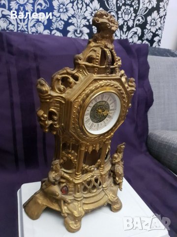 Антика Настолен Каминен Месингов Часовник РУБИН , снимка 3 - Антикварни и старинни предмети - 37850266