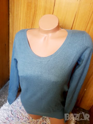Синя изчистена блуза С, снимка 3 - Блузи с дълъг ръкав и пуловери - 35053124