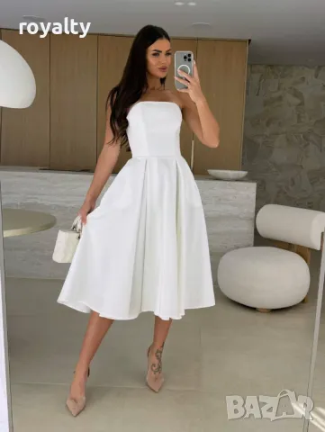 Дълга бяла дамска рокля , снимка 2 - Рокли - 49486532