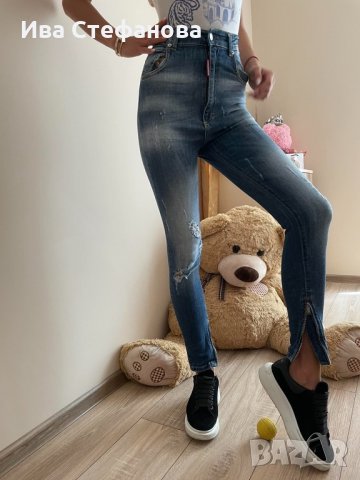 Еластични с висока талия страхотни изчистени дънки Dsquared2 , снимка 8 - Дънки - 33022790