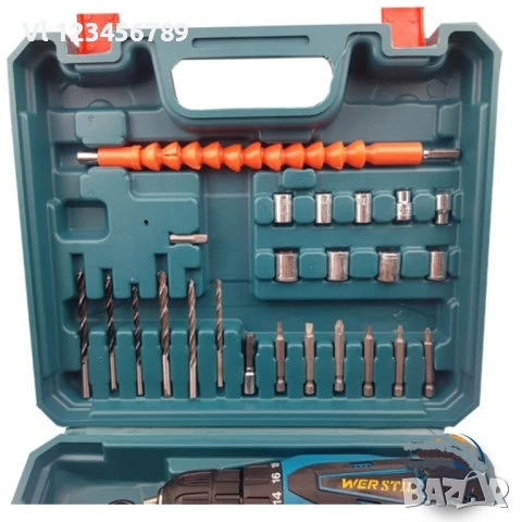 Акумулаторен винтоверт WERSTIL 12V + вложки, снимка 3 - Винтоверти - 50789453