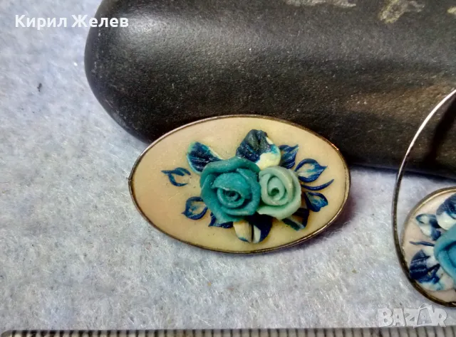 КОМПЛЕКТ СТАРИННИ ФЛОРАЛНИ БИЖУТА БРОШКА и МЕДАЛЬОН ХУДОЖЕСТВЕНА РЪЧНА ИЗРАБОТКА 38904, снимка 3 - Антикварни и старинни предмети - 48842341