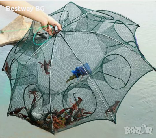 РАЧИЛО - чадър с 8 входа, ДАУЛ, СЛЯП КОШ Ф100Х60СМ за рибки за стръв