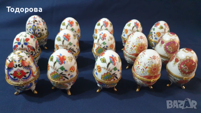 Лот от порцеланови яйца-бижутиери-15 броя, снимка 2 - Антикварни и старинни предмети - 53210023