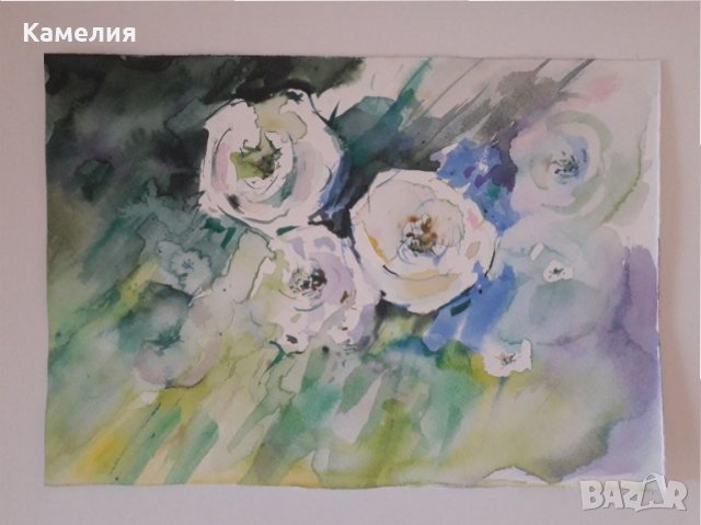 Картина "Бели рози", снимка 1 - Картини - 33287362
