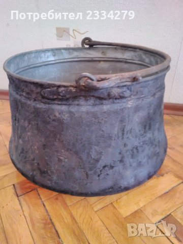 Стар меден бакър,казан ,,пиратник" 40 литра, снимка 3 - Антикварни и старинни предмети - 37550413