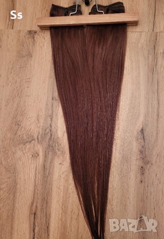 нова естествена коса на треса 55см.топъл шоколад , снимка 2 - Аксесоари за коса - 44105598