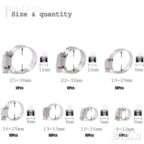 Комплект 60броя скоби за водни съединения , снимка 2 - Аксесоари и консумативи - 43015736