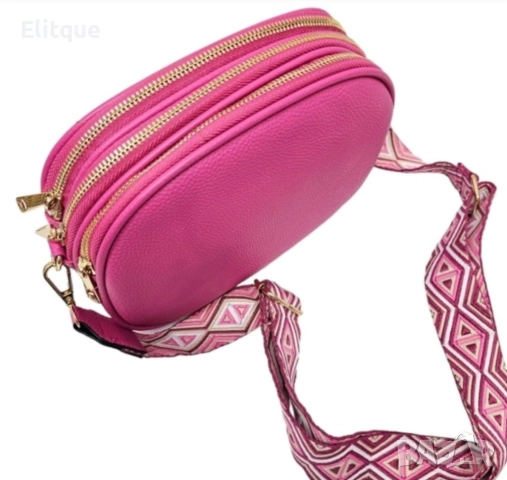 Дамска чанта с 3 прегради за през рамо, снимка 4 - Чанти - 52861386