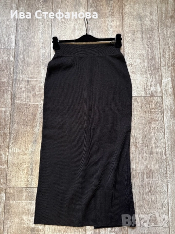 Нова дълга черна елегантна пола с цепка мерино Long Usland , снимка 2 - Поли - 43051486