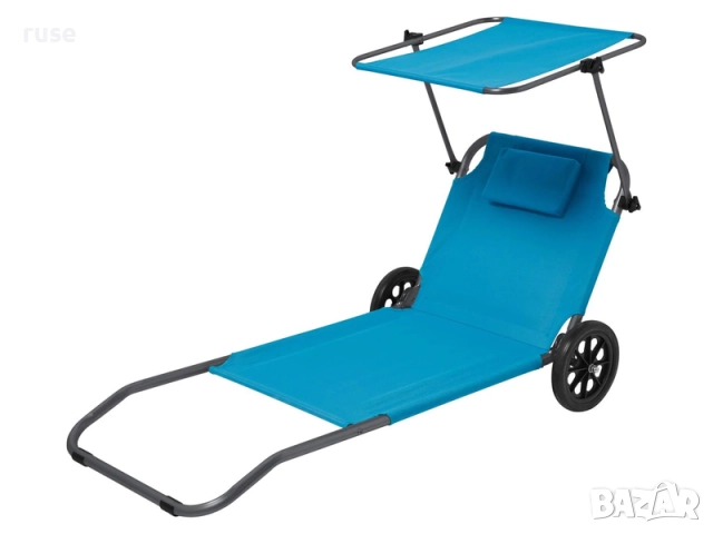 НОВ! Сгъваем шезлонг със сенник и колела за транспортиране, снимка 6 - Градински мебели, декорация  - 52402721