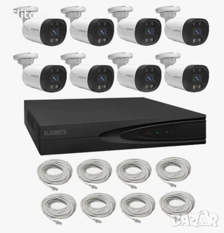 Система за видеонаблюдение 4K Ultra HD с 8 камери и 8-канален NVR с PoE и двупосочно аудио