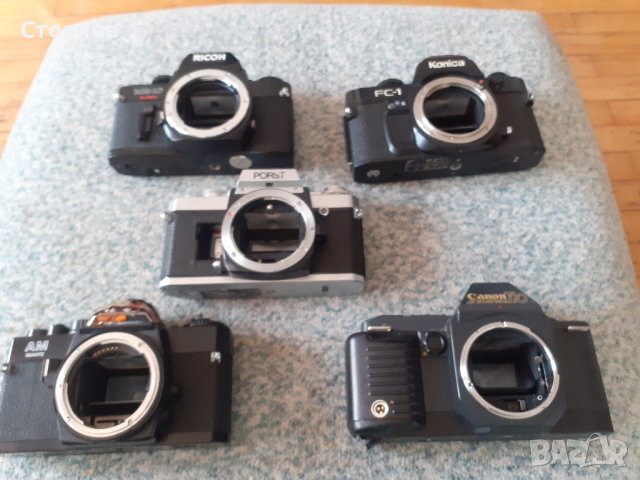 SLR  тела за ремонт. Canon T70,OLYMPUS OM-101,RICOH KR-10 SUPER,PORST,Konica FC-1,FUJI HD-M