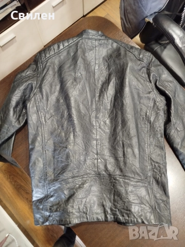 Мъжко кожено яке Jack Jones Leather M, снимка 4 - Якета - 52074335