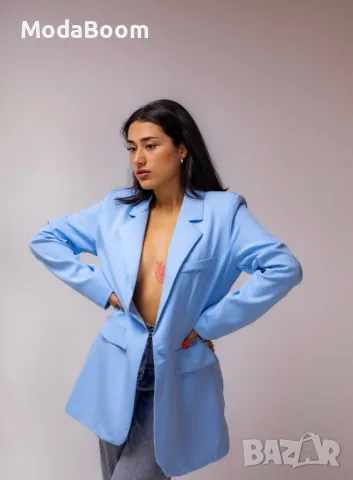 Синьо дамско сако , снимка 4 - Сака - 47970835