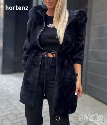 Кашмирена жилетка с качулка и подвижен пух , снимка 6 - Жилетки - 52472092