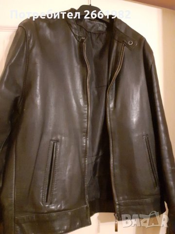 Мъжко черно кожено яке, снимка 5 - Якета - 32454021
