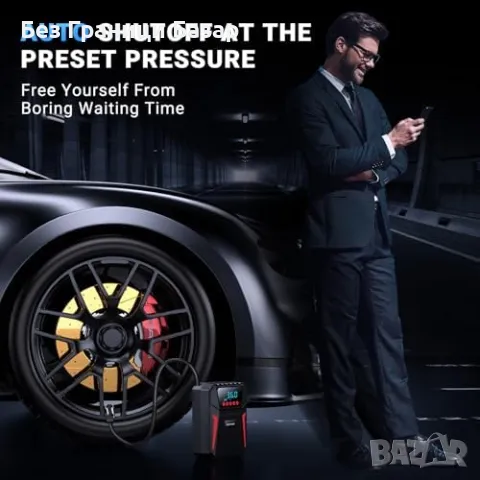 Нов Цифров компресор за гуми – 150 PSI, авто изключване, LED светлина, снимка 4 - Друга електроника - 49537328