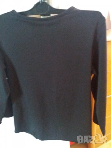 Дамска черна блуза SABRA със сребристи орнаменти, снимка 3 - Блузи с дълъг ръкав и пуловери - 36874503