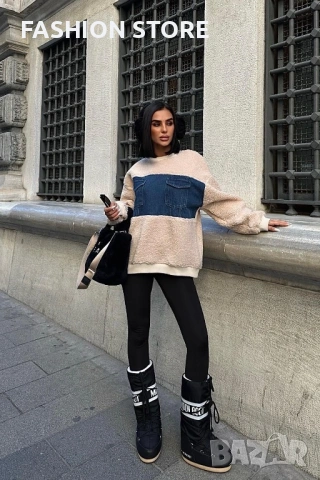 Топла блузка с дънков акцент, снимка 4 - Блузи с дълъг ръкав и пуловери - 53060386