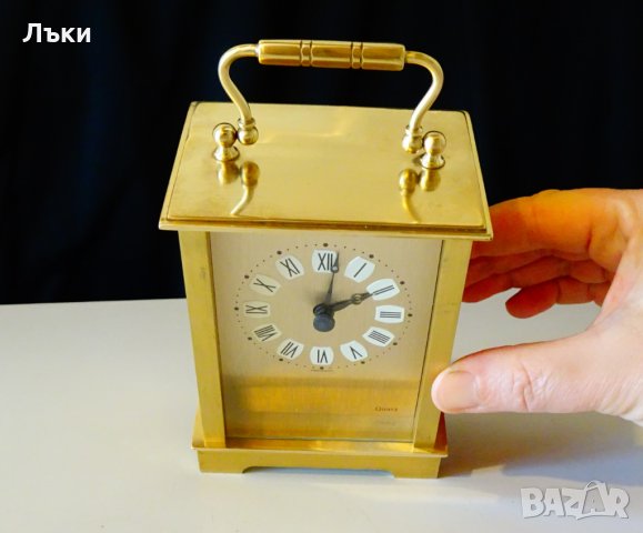Западно Германски настолен часовник,месинг. , снимка 3 - Антикварни и старинни предмети - 27646874