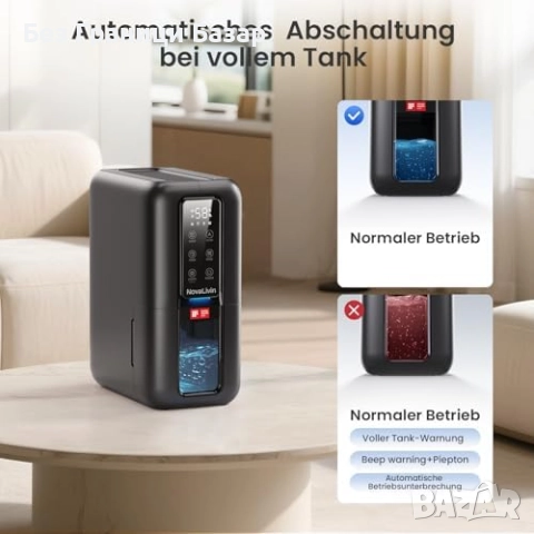 Нов Преносим влагоуловител 2L с таймер, LED светлина и тих режим за дом, снимка 6 - Влагоабсорбатори и влагоуловители - 51681260