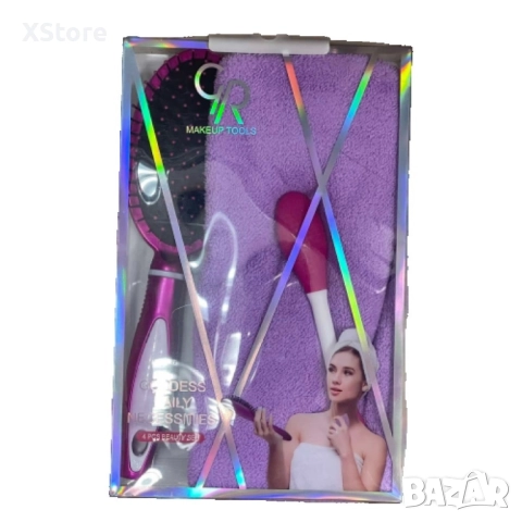 Комплект за красота четка за коса, гъба, кърпа за коса + четка за баня, снимка 4 - Други - 52508362