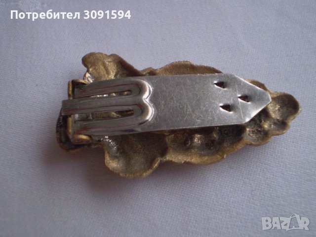 Стара красива щипка брошка  бронз, снимка 5 - Антикварни и старинни предмети - 39277557