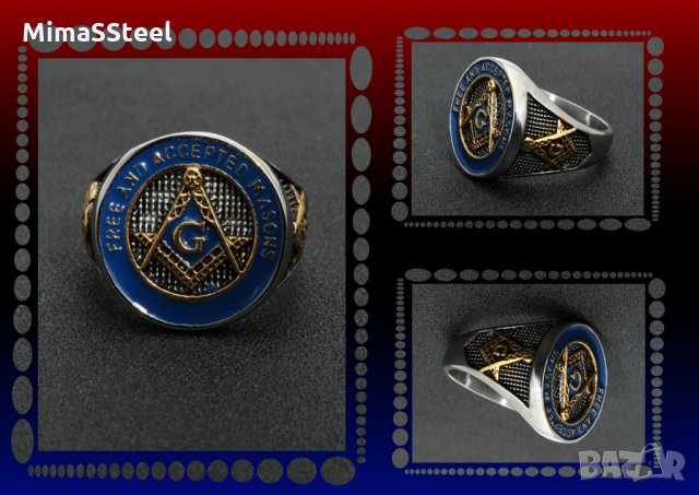 Мъжки  Масонски стоманен пръстен Stainless Steel 316L, снимка 1 - Пръстени - 28311614