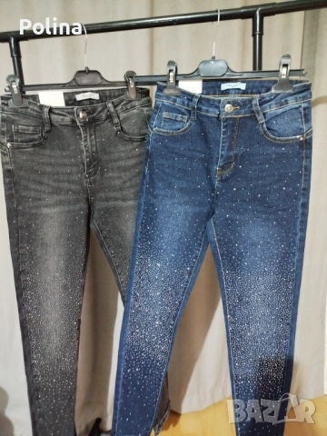 Дамски дънки с камъни, балон, напръскани, снимка 4 - Дънки - 52723698