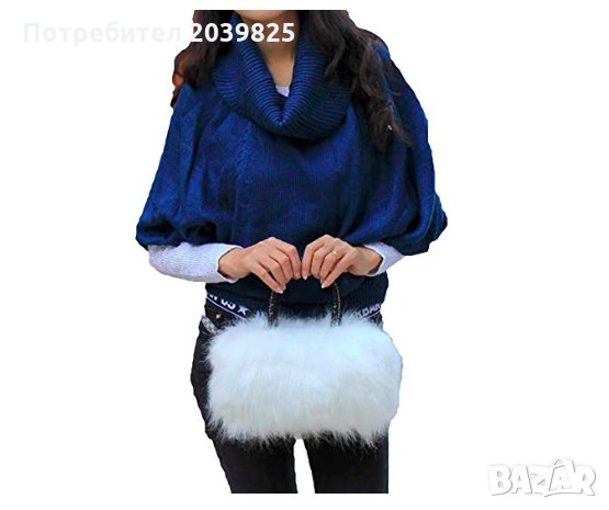 Пухкава Рошава Дамска Чанта Дълга Дръжка През Рамо Еко Веган Чанта, снимка 2 - Чанти - 26872895