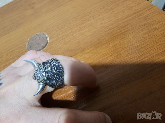 Сребърен викингски пръстен. Пръстенът на Тор. Викингски руни. Викингски шлем., снимка 3 - Пръстени - 52092307