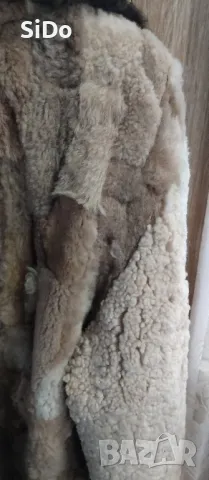 HOBA Синя шуба с кожа отвътре размер 52, снимка 5 - Други - 49893318