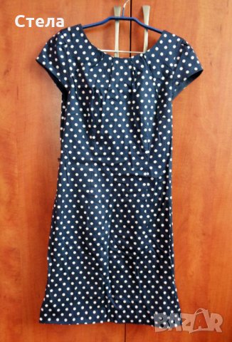 VERO MODA елегантна дамска рокля, нова, с етикет, тъмно синя, на бели точки, снимка 12 - Рокли - 23043781