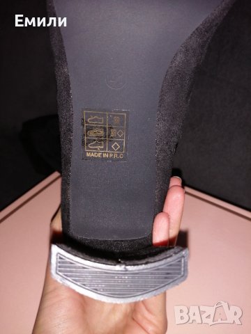 № 40 и 41 дамски високи ботуши чизми от имитация на велур и с висок ток в черен цвят, снимка 18 - Дамски ботуши - 43528795