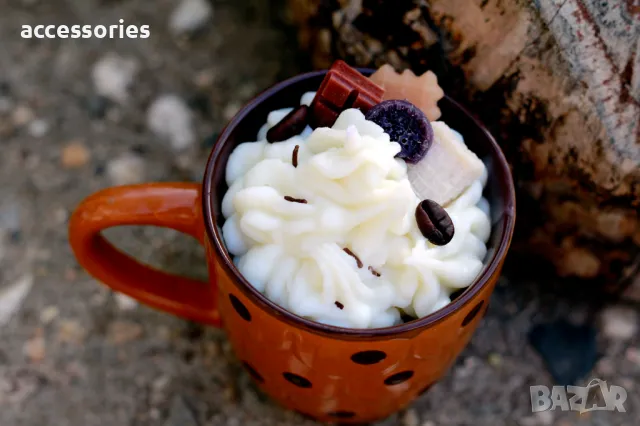 Ръчно изработена свещ "Капучино", снимка 4 - Декорация за дома - 47559761