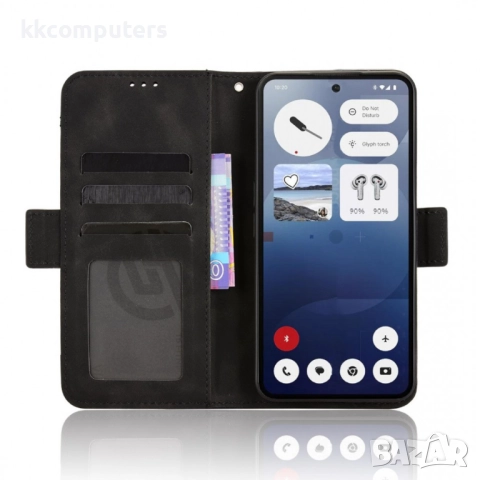 Кожен калъф Портфейл за Nothing Phone (3) 5G- Магнитен клипс, Държач за карти и Стойка, вкл. Протект, снимка 10 - Калъфи, кейсове - 52659592