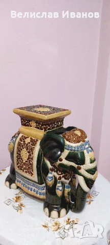 Стар антикварен керамичен слон. Индийски винтидж., снимка 5 - Колекции - 49339349