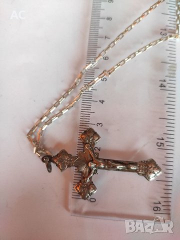 Стар сребърен кръст със сребърен синджир , снимка 11 - Колиета, медальони, синджири - 38712096