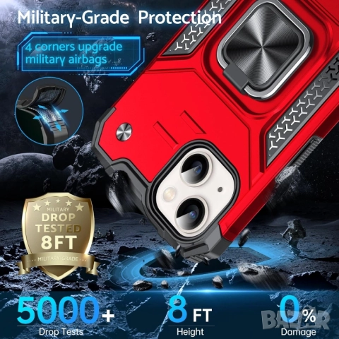 Промо! Удароустойчив кейс за iPhone 15, 14, 13 – Червен, DASFOND Armor, снимка 6 - Калъфи, кейсове - 52541774