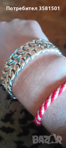 Сребърна Гривна Плетка Двоен Панцер-125грама.🇧🇬, снимка 2 - Гривни - 49368664