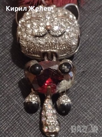 Марков ключодържател КОТКА с кристали перфектно състояние много красив стилен дизайн 42357, снимка 3 - Други - 43618297